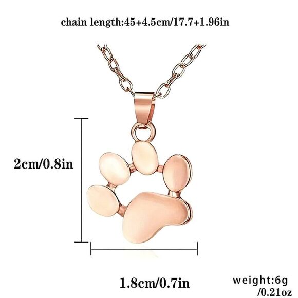 Chic Stainless Steel Paw Print Necklace Gold Plated or Silver Plated - Picture 4 of 6